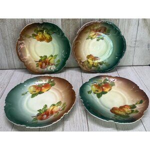 Vtg Marseille Z. S. & Co Bavaria Set of 4 Tea Cup Saucers 5" Diameter Pear Apple